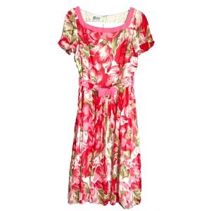 Awesome Vintage Rose Floral Mod Rockabilly Pin Up Dress by Gunit Size Medium